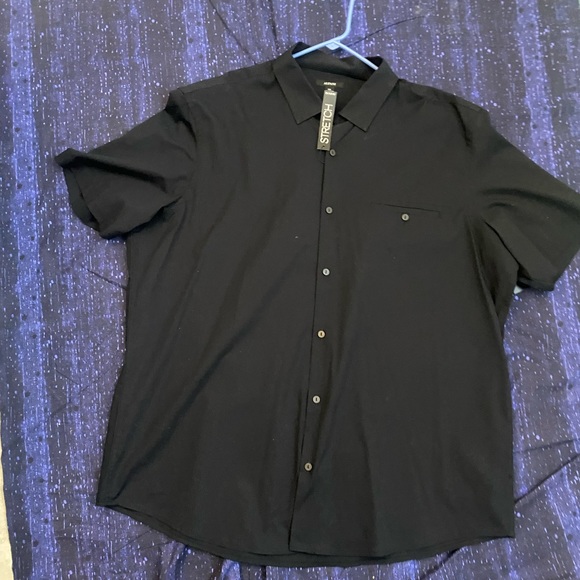 Alfani short sleeve black button up shirt-xxl - Picture 3 of 4